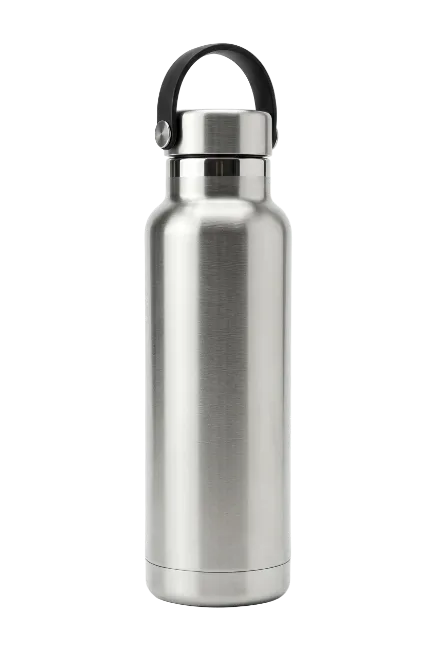 Stainless Steel Water Bottle with Black Handle