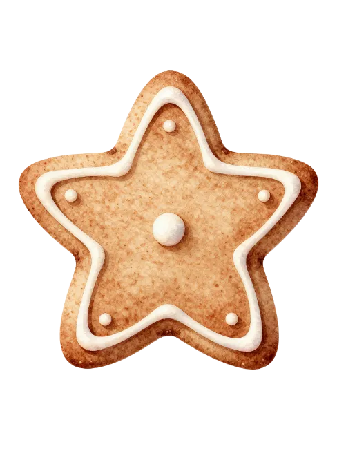 Star-shaped Christmas Gingerbread Cookie with White Icing
