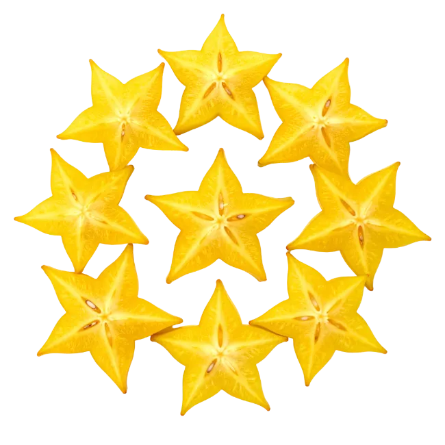 Starfruit Slices Arranged in a Circle