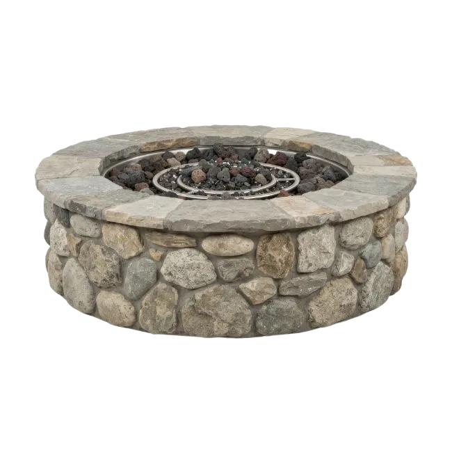 Stone Fire Pit with Lava Rocks