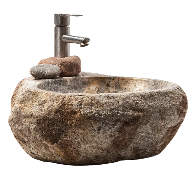 Stone Vessel Sink with Modern Faucet