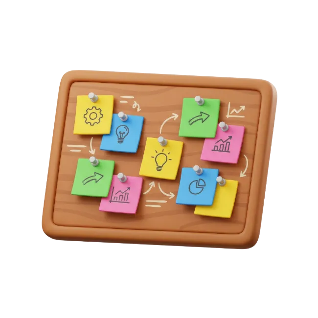 Strategy Board with Colorful Sticky Notes