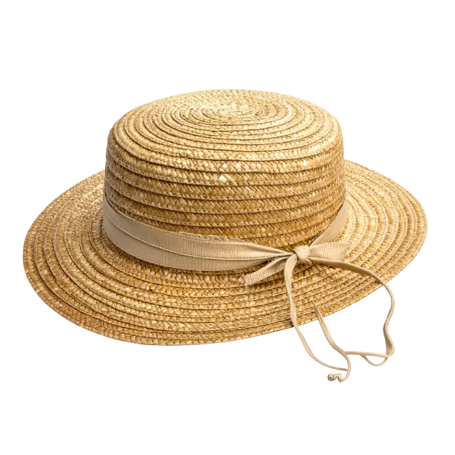 Straw Boater Hat with Ribbon