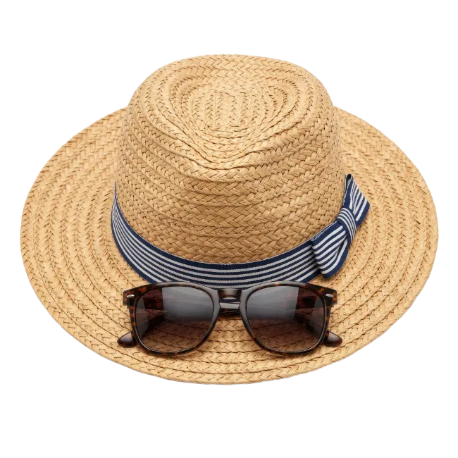 Straw Hat and Sunglasses