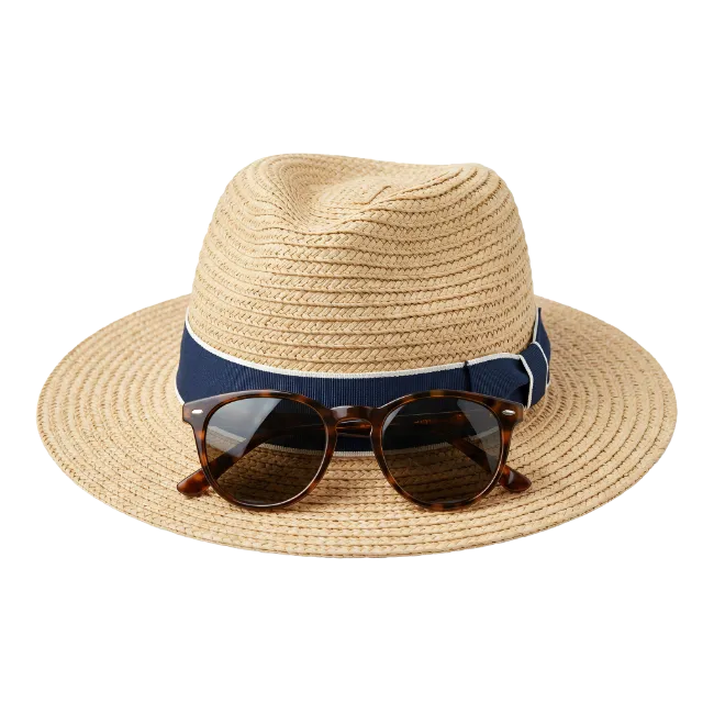 Straw Hat and Sunglasses