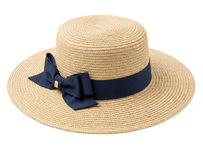 Straw Hat with Blue Bow