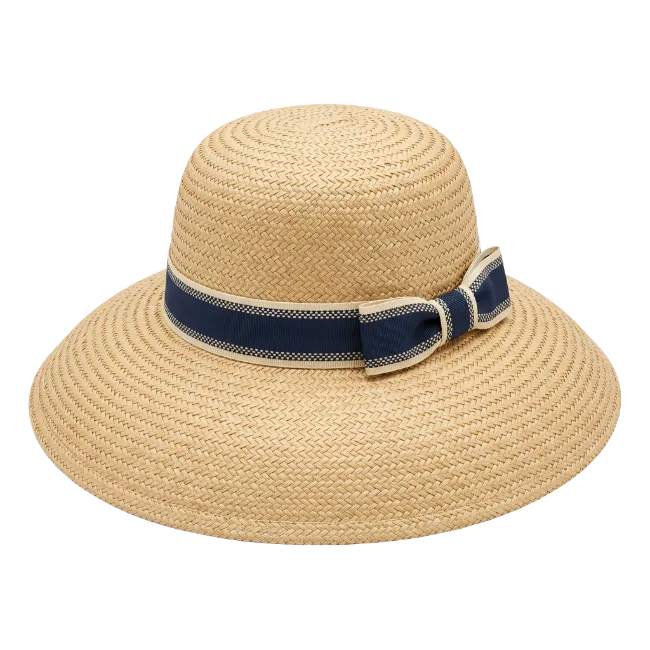 Straw Sun Hat with Blue Ribbon