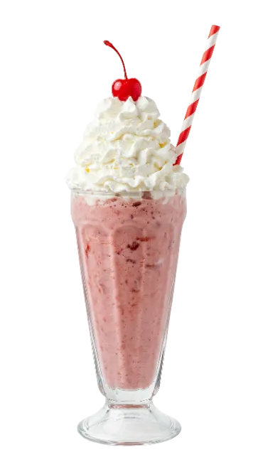 Strawberry Milkshake with Whipped Cream and Cherry
