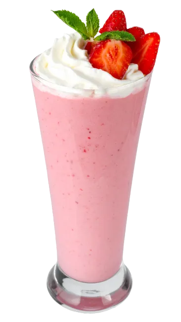 Strawberry Milkshake with Whipped Cream and Mint