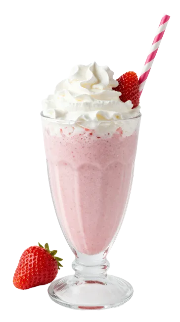 Strawberry Milkshake with Whipped Cream and Strawberries