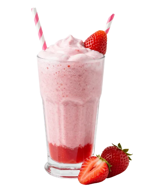 Strawberry Milkshake with Whipped Cream and Strawberries
