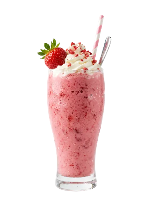 Strawberry Milkshake with Whipped Cream and Strawberries