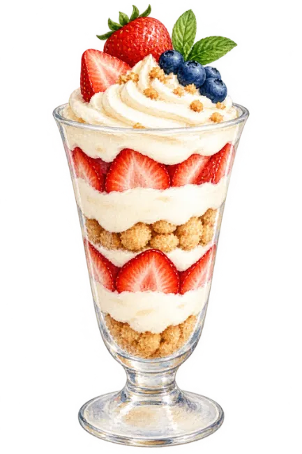 Strawberry Parfait Dessert Illustration