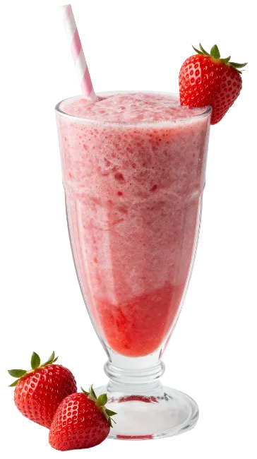 Strawberry Smoothie in Glass with Straw