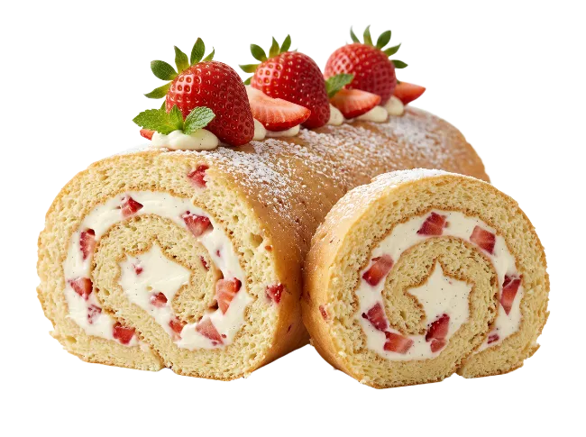 Strawberry Swiss Roll Cake with Cream