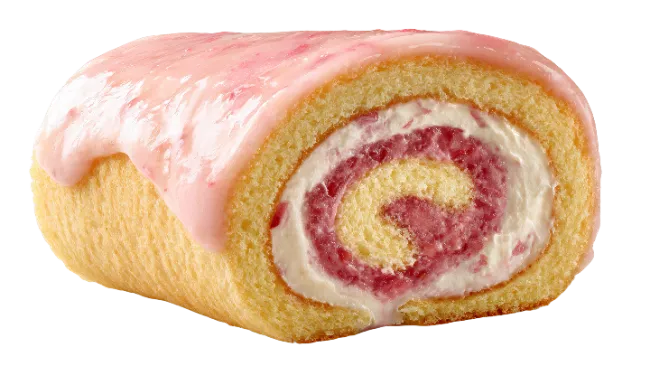 Strawberry Swiss Roll Cake with Pink Glaze