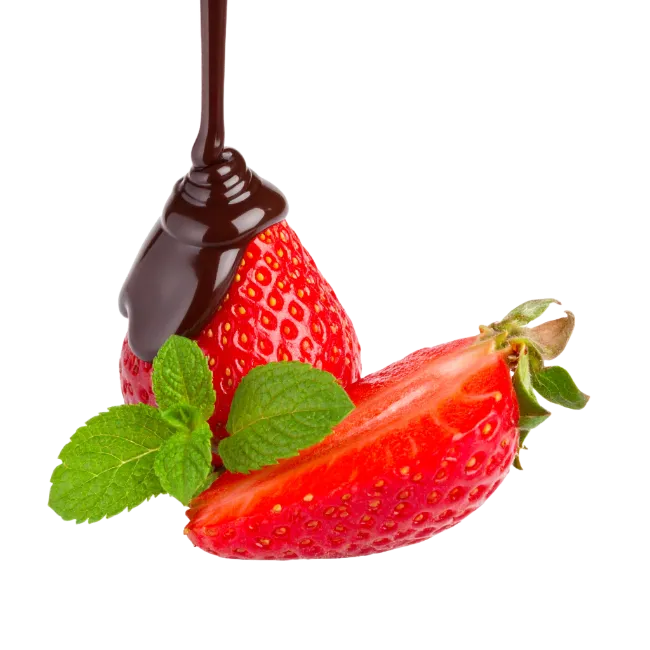 Strawberry with Chocolate Syrup and Mint