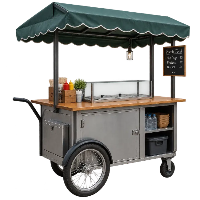 Street Food Vendor Cart with Canopy