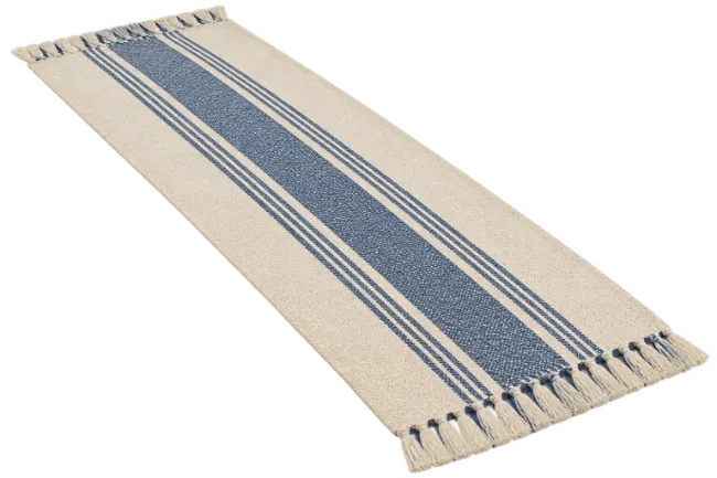 Striped Woven Runner Rug With Fringe