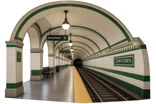 Subway Station Platform With Tiled Arches