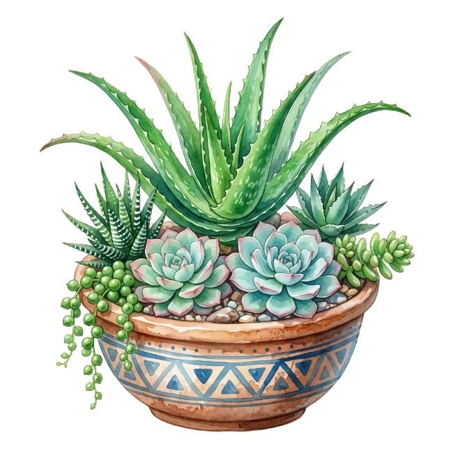 Succulent Arrangement in Ceramic Pot