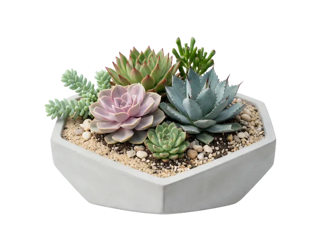 Succulent Arrangement in Hexagon Pot