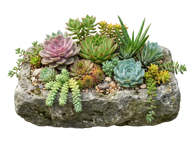 Succulent Arrangement in Stone Planter