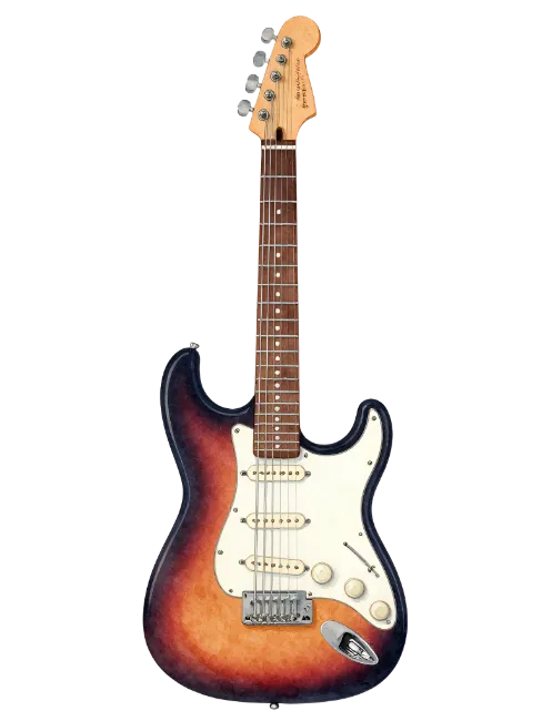 Sunburst Electric Guitar on White Background