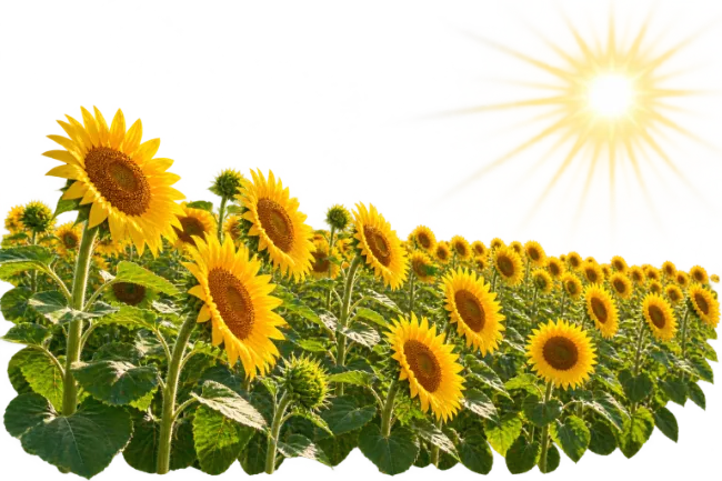 Sunflowers Field Blooming Under Bright Sunshine