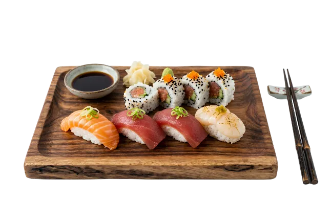Sushi Platter with Nigiri and Maki Rolls