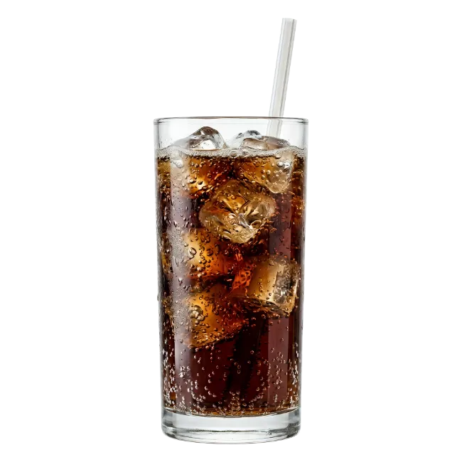 Tall Glass of Cola with Ice and Straw