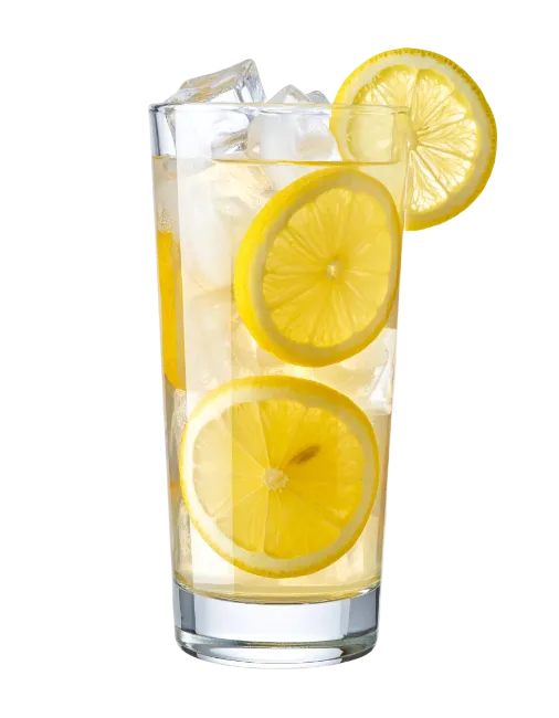 Tall Glass of Iced Lemonade with Lemon Slices
