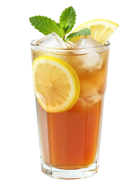 Tall Glass of Iced Tea with Lemon and Mint
