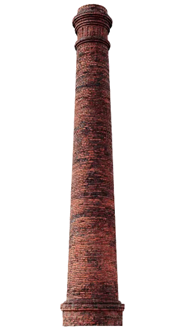 Tall red brick industrial chimney stack
