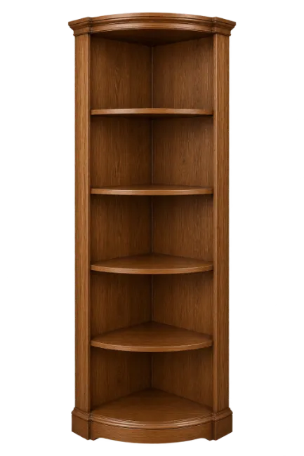 Tall Wooden Corner Bookshelf