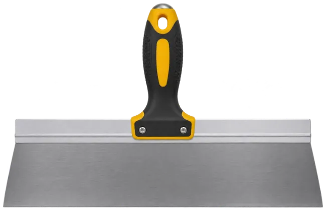 Taping knife with black and yellow handle