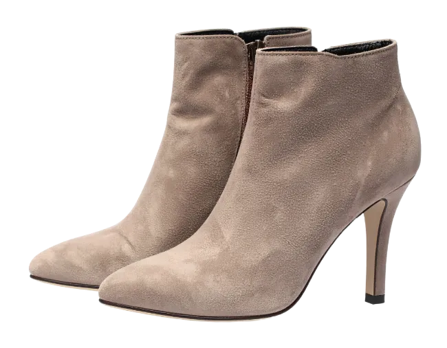 Taupe Suede Ankle Boots with Heels
