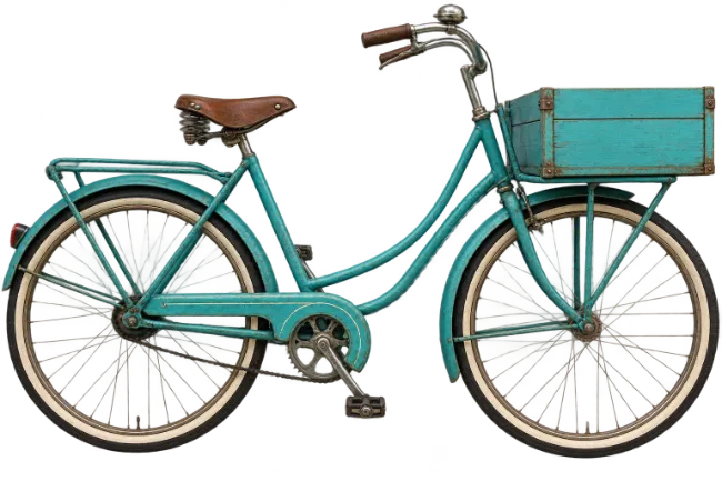 Teal Vintage Bicycle with Front Crate