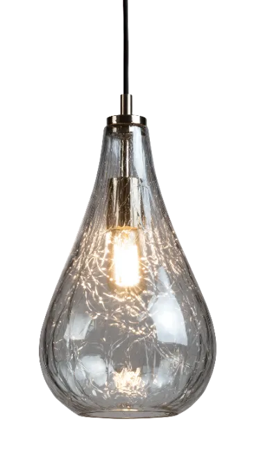 Teardrop Glass Pendant Light with Warm Bulb