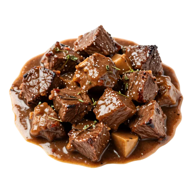Tender Beef Stew Chunks in Rich Brown Gravy