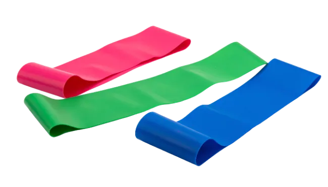 Three colorful resistance exercise bands