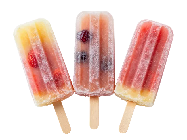 Three Fruit Popsicles on Wooden Sticks