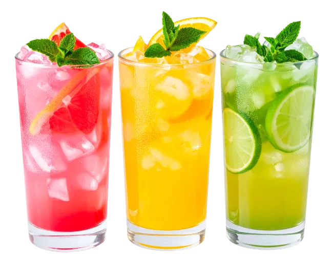 Three Glasses of Fruit Cocktail Drinks