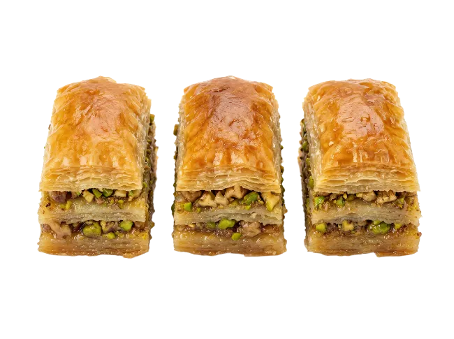 Three Pistachio Baklava Pastries