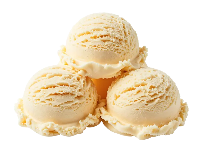 Three Scoops of Creamy Vanilla Ice Cream