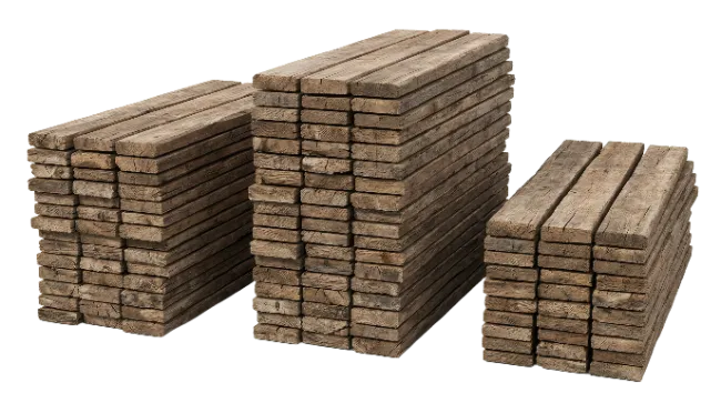 Three Stacks of Weathered Wooden Planks