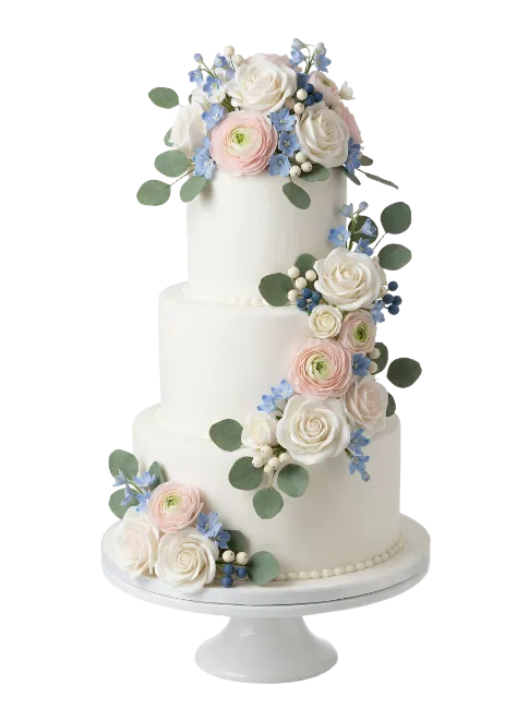 Three Tier Wedding Cake with Floral Decoration