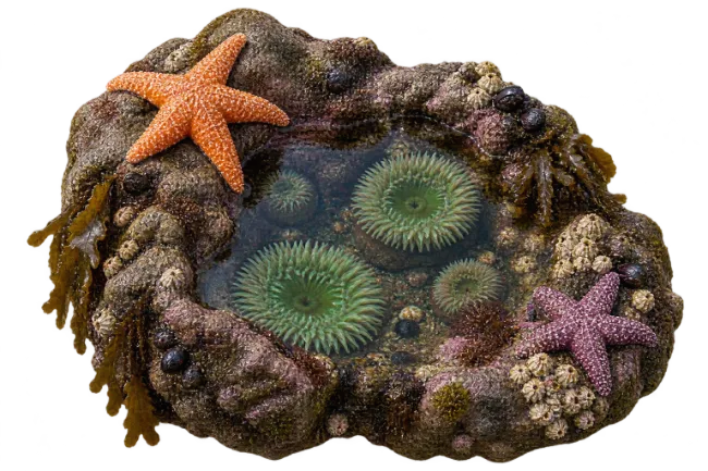 Tide Pool with Sea Anemones and Starfish