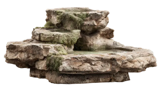 Tiered Stone Water Fountain with Moss