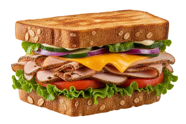 Toasted Deli Meat and Cheddar Cheese Club Sandwich
